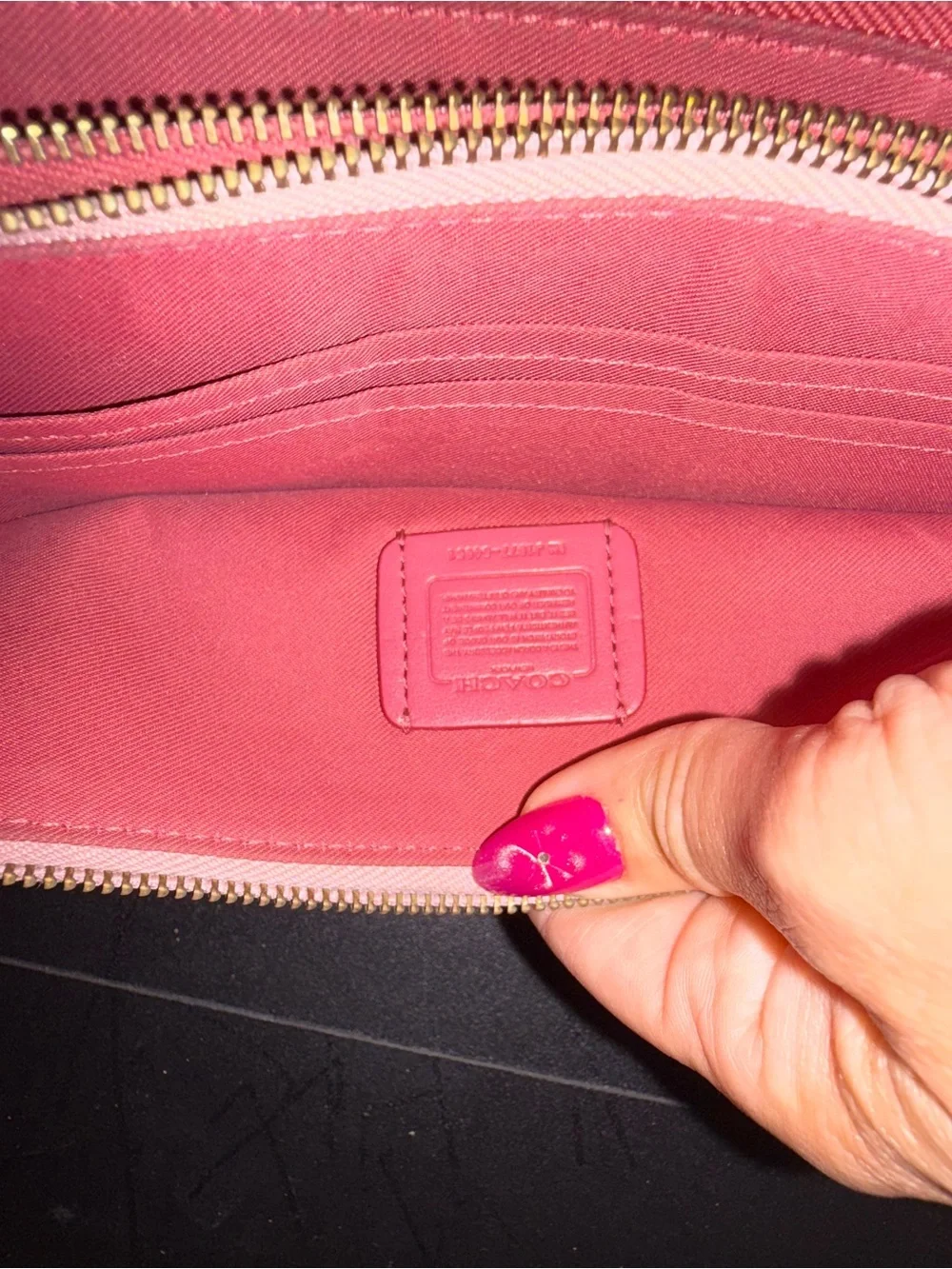 Coach Pebbled Leather Wristlet Clutch - Coral Pink